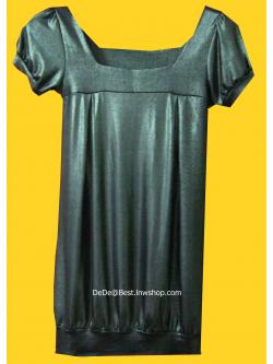 ขายแล้วค่ะ T4:2nd hand top เสื้อแขนสั้นผ้ายืดเนื้อเด้งสีทอง❤