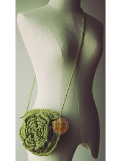 B51:Vintage bag กระเป๋าสะพายรูปดอกไม้ กระเป๋าไหมพรมถัก