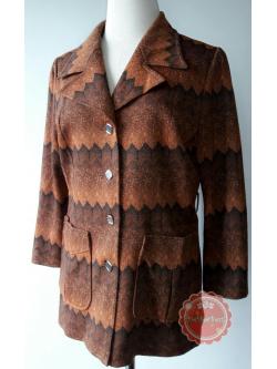 T57:Vintage top เสื้อสูทวินเทจสีน้ำตาลลายกราฟฟิคเล่นโทนสีสวย