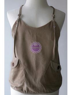 T83:2nd hand top เสื้อเอี้ยมผ้าลูกฟูกสีน้ำตาลอ่อน