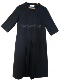 ขายแล้วค่ะ D35:Vintage dress สีดำตีเกล็ดด้านหน้าและติดลูกไม้ที่คอเสื้อ❤