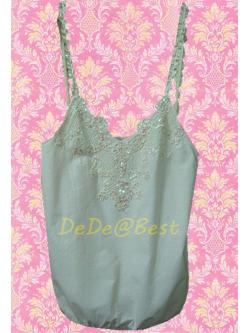 แถมให้คุณProdpranค่ะ T44:2nd hand top เสื้อสายเดี่ยวสีครีมปักเลื่อมสวย❤