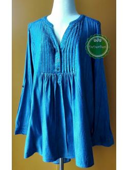 T130:First hand เสื้อยีนส์ คอวี แขนยาว (พับแขนติดกระดุมได้) สินค้าใหม่ค่ะ