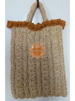 หมดค่ะ B63:Handmade bag กระเป๋าถักเชือกร่มสีครีมดิ้นทอง สินค้าใหม่ค่ะ❤