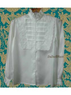 ขายแล้วค่ะ T39:Vintage top เสื้อวินเทจผ้าคล้ายไหมสีขาวนวล คอระบาย❤