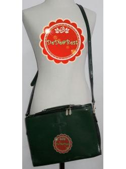 B44:Vintage leather bag กระเป๋าหนังแท้สีเขียวทรงสี่เหลี่ยม/ใส่เอกสาร/สะพาย/ถือ/ถอดสายได้