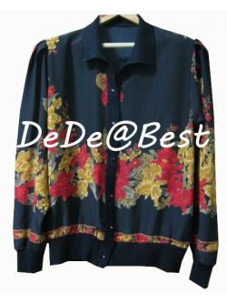 ขายแล้วค่ะ T49:Vintage top เสื้อวินเทจสีดำลายดอกไม้แจ่มๆ❤