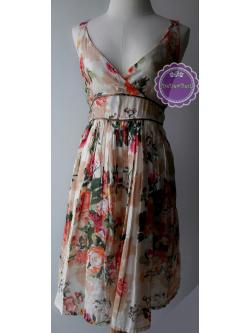 D58:2nd hand dress เดรส ลายดอกไม้ ผูกโบว์ด้านหลัง