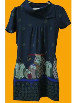 ขายแล้วค่ะ D9:2nd hand dress เดรสผ้าวูล ลายครอบครัวนกฮูกสุดน่ารัก❤