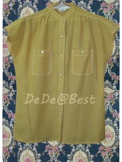 ขายแล้วค่ะ T42:Vintage top เสื้อวินเทจแขนสั้นสีเหลืองมัสตาส❤