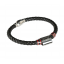 สร้อยข้อมือที่ระลึกแมนเชสเตอร์ ยูไนเต็ดของแท้ Manchester United Black Leather Crest Bracelet - Stainless Steel
