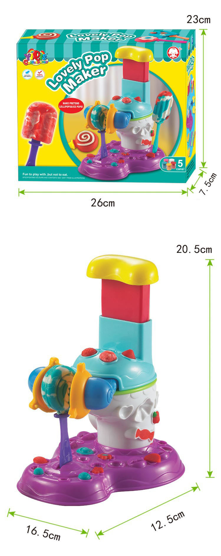 ของเล่นอมยิ้มเสียบไม้ Lovely Pop Maker พร้อมแป้งโดว์ 5 กระปุก