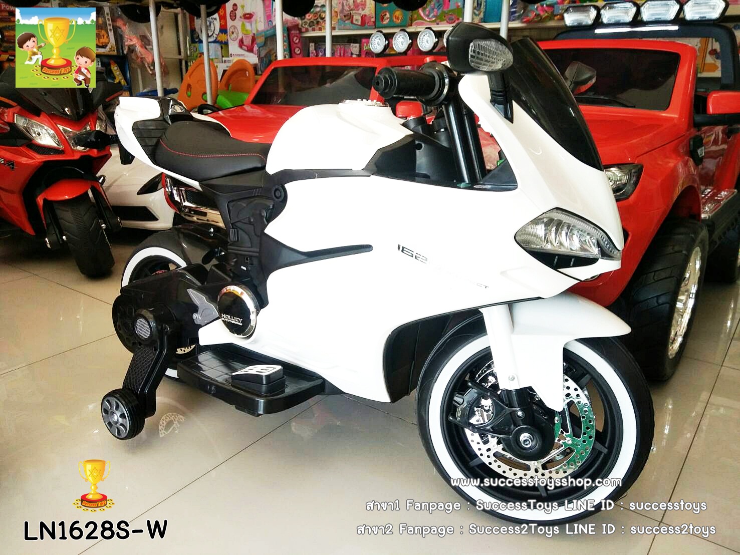LNM1628S-W รถมอเตอร์ไซค์เด็กนั่งไฟฟ้า Ducati เบาะหนัง