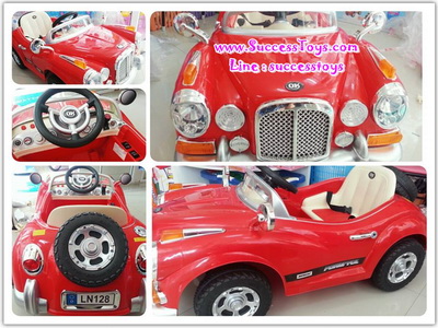 รถแบตเตอรี่เด็กนั่ง รุ่น LN128 รถโบราณคลาสสิค 2M สีแดง