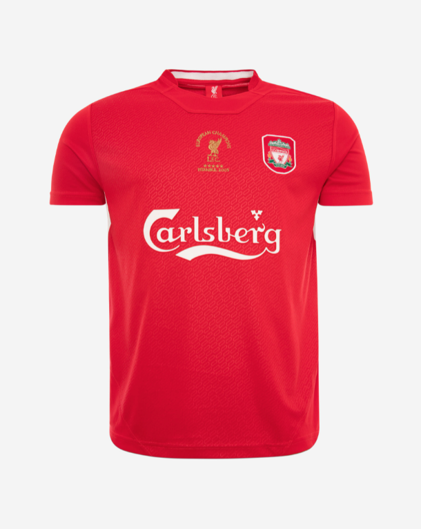 เสื้อลิเวอร์พูลย้อนยุค Retro 2005 Istanbul ติดชื่อ GERRARD 8 อาร์ม UCL 2005 ของแท้