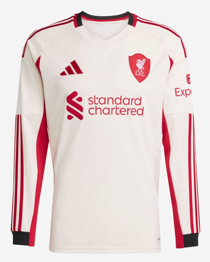 เสื้อแขนยาวลิเวอร์พูล 2025 2026 ทีมเยือน สีครีมของแท้