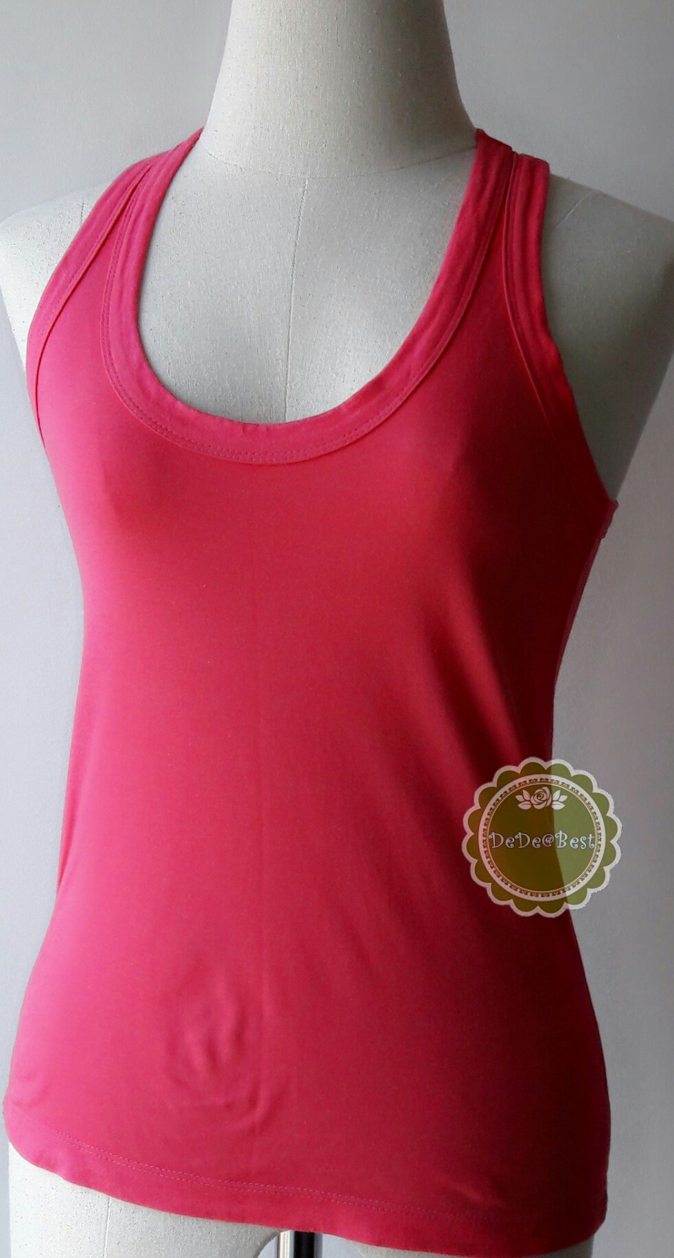 T90:2nd hand top เสื้อกล้ามสีชมพูสดใส