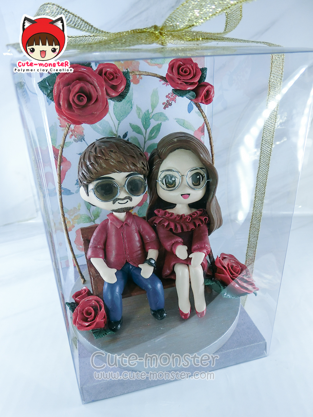 โมเดลดินปั้น ตุ๊กตาดินปั้น โมเดลคู่รักงานสั่งทำ สูง 4"