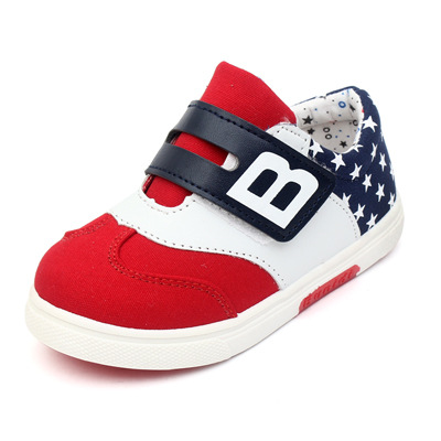 รองเท้ากีฬาผ้าใบคัชชูเด็ก รองเท้าผ้าใบเด็กผู้ชาย ลายดาวธงอเมริกา สีแดงขาวกรม Size 21-32