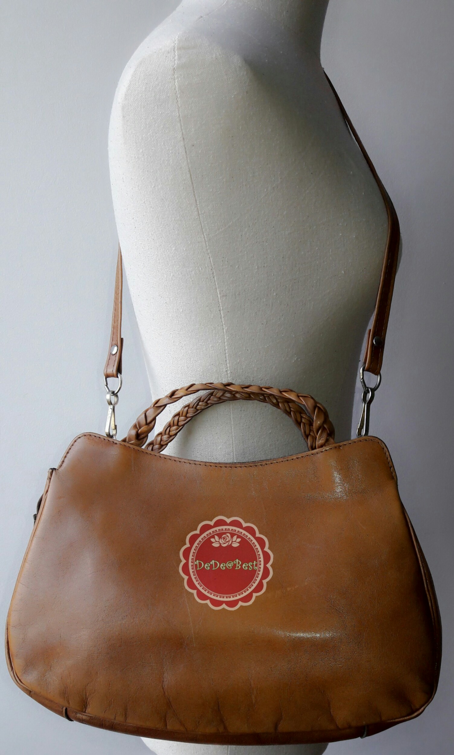 ขายแล้วค่ะ B27:Vintage leather bag กระเป๋าหนังแท้สีน้ำตาลคาราเมล Made in Brazil❤