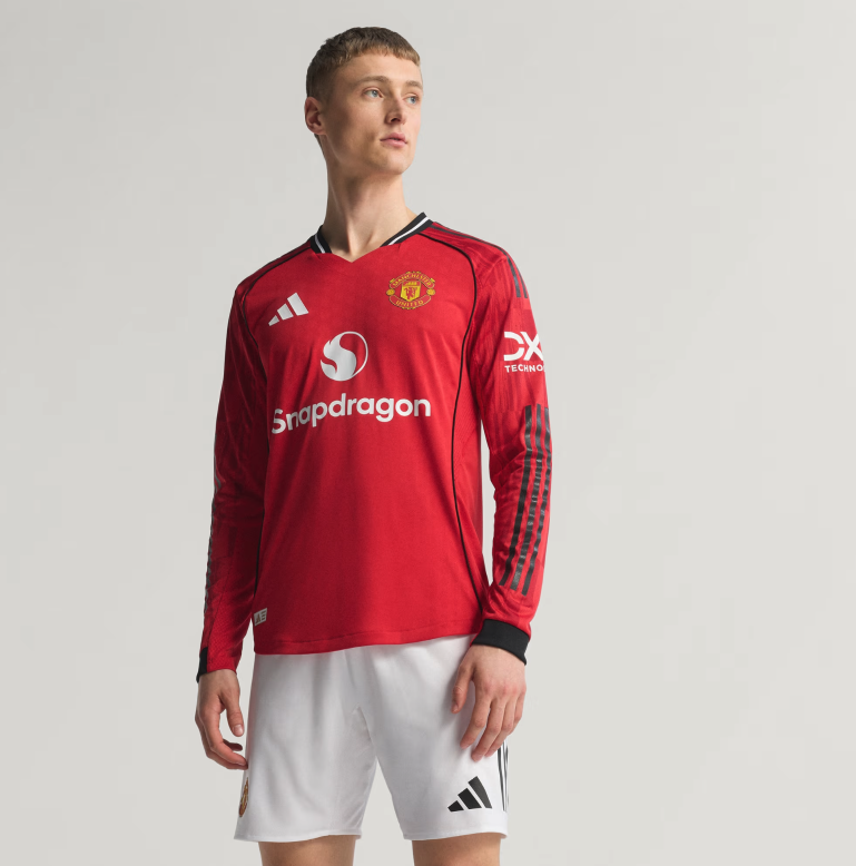เสื้อแมนเชสเตอร์ ยูไนเต็ดแขนยาว 2025 2026 ทีมเหย้ารุ่นเวอร์ชั่นนักเตะ Home Authentic ของแท้