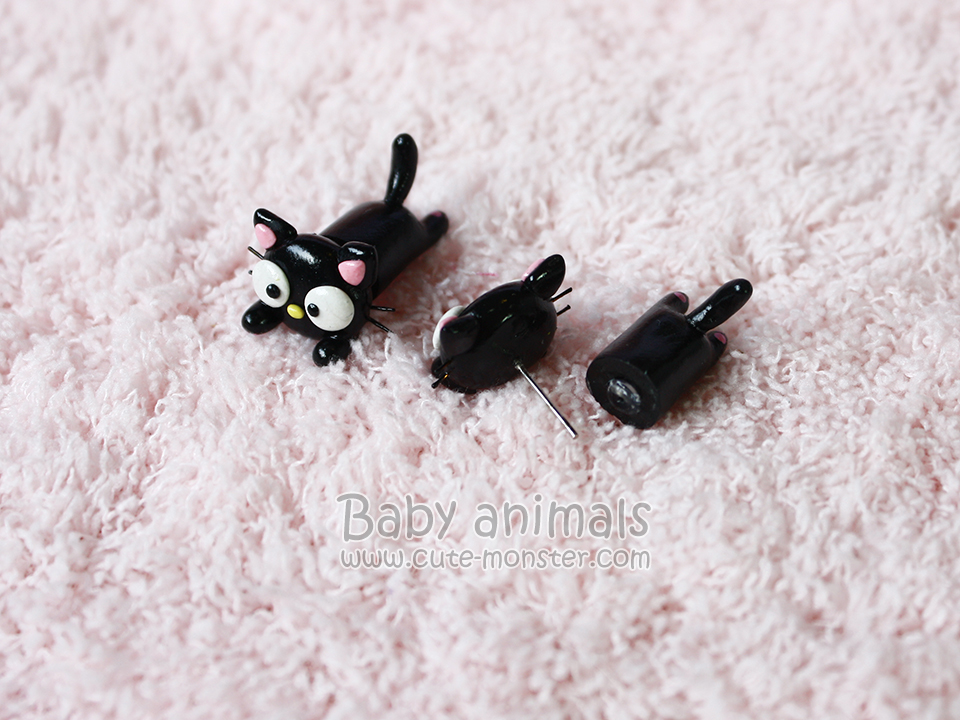 ต่างหูดินปั้น แมว Baby choco cat