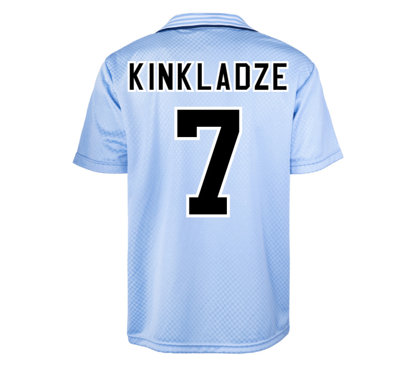 เสื้อเรทโรย้อนยุคแมนเชสเตอร์ ซิตี้ 1996 No7 Kinkladze ของแท้