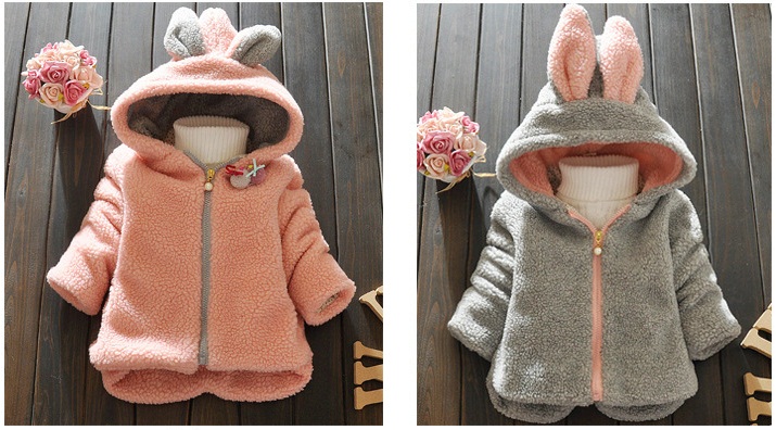 เสื้อกันหนาวขนปุกปุย หมวกมีหูกระต่ายน่ารัก สไตล์เกาหลี