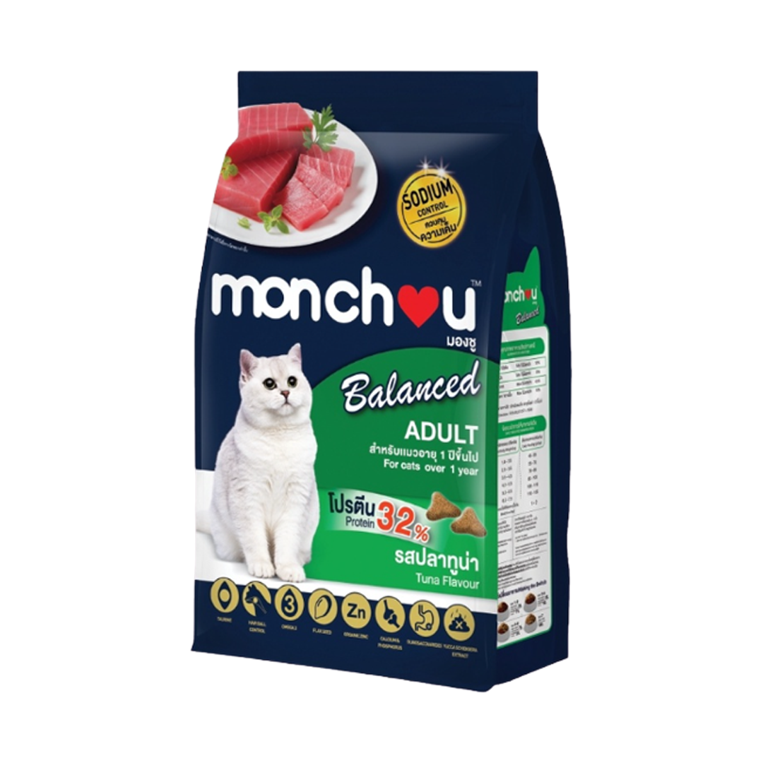 Monchou มองชูบาลานซ์ อาหารแมวแบบเม็ด สูตรแมวโต รสปลาทูน่า 1.1kg.