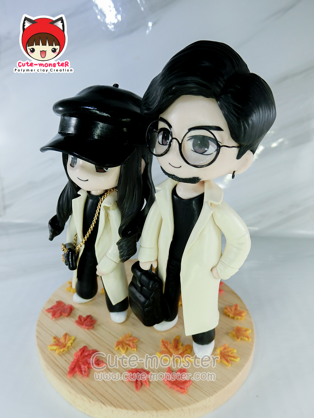 โมเดลคู่รัก ตุ๊กตาตกแต่งเค้ก งานสั่งทำตามแบบ สูง 4"