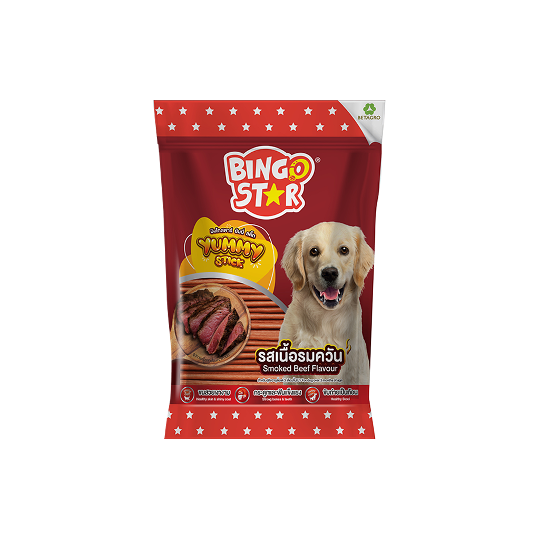 บิงโกสตาร์ ยัมมี่ สติ๊ก รสเนื้อรมควัน 500g.