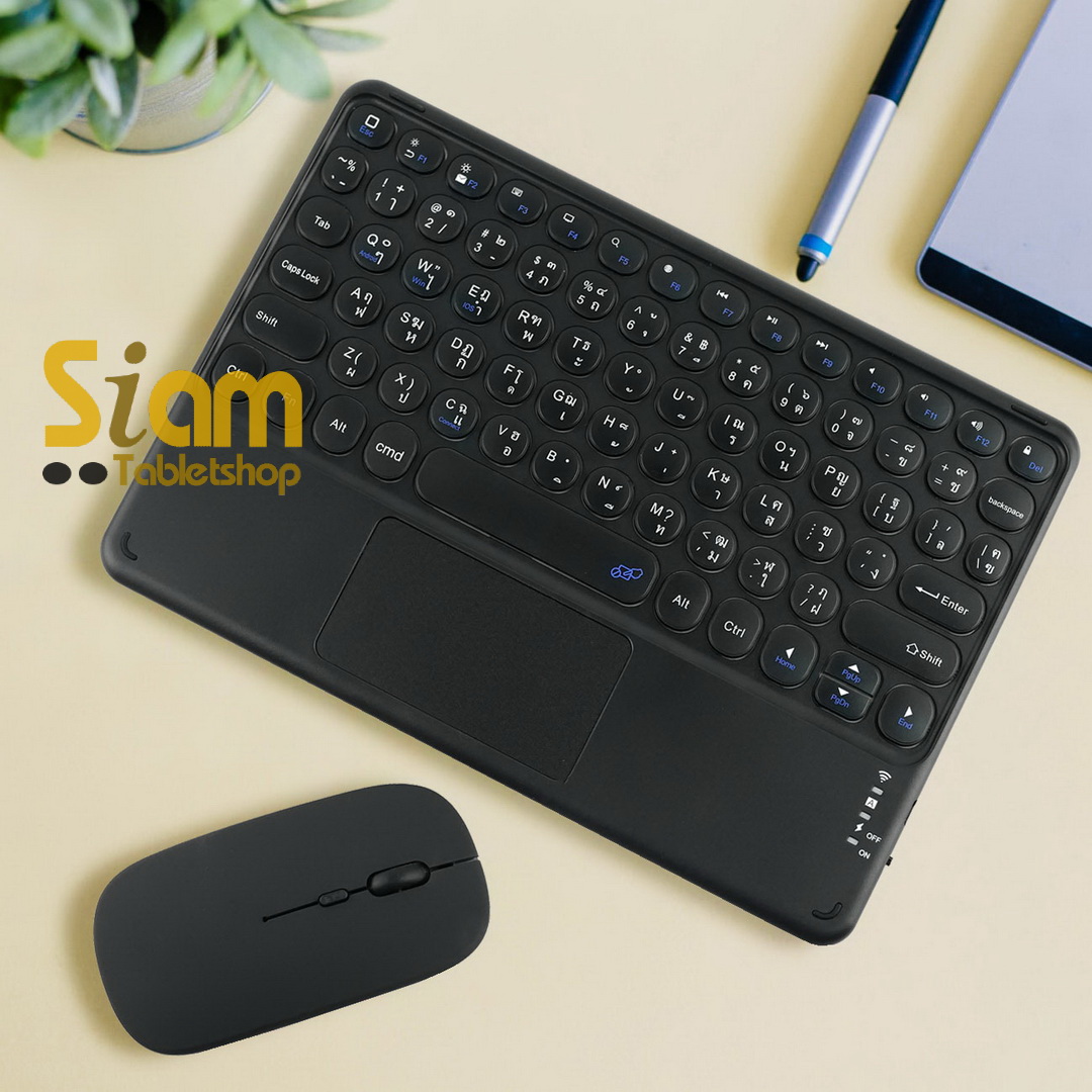 เมาส์ + คีย์บอร์ดทัชแพด แป้นพิมพ์ไทย สำหรับ iPad Samsung มือถือ case Keyboard เมาส์ บลูทูธ