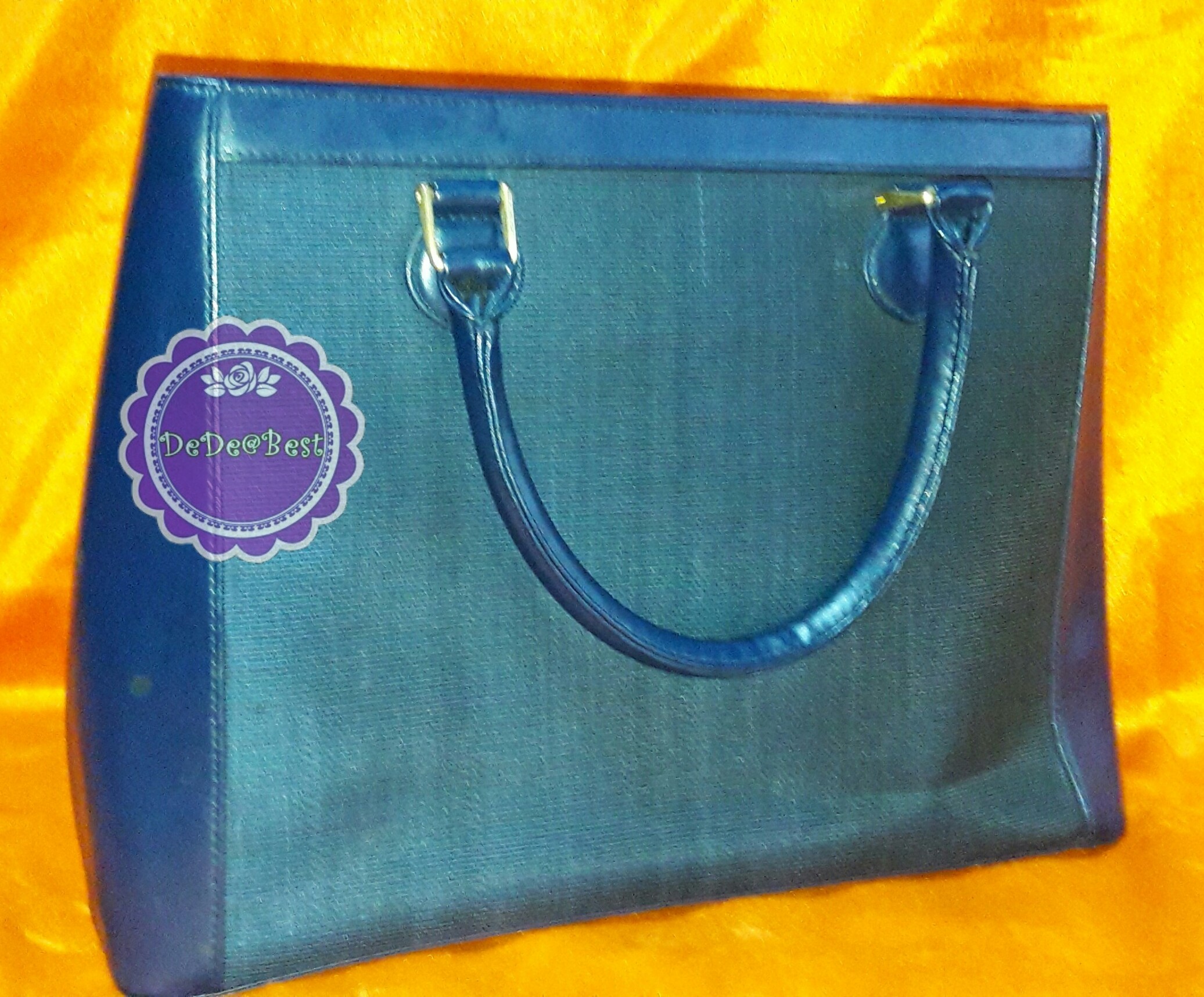 ขายแล้วค่ะ B47:Vintage GENUINE HOURSE HAIR bag กระเป๋าถือสีน้ำเงิน กระเป๋าขนหางม้า❤