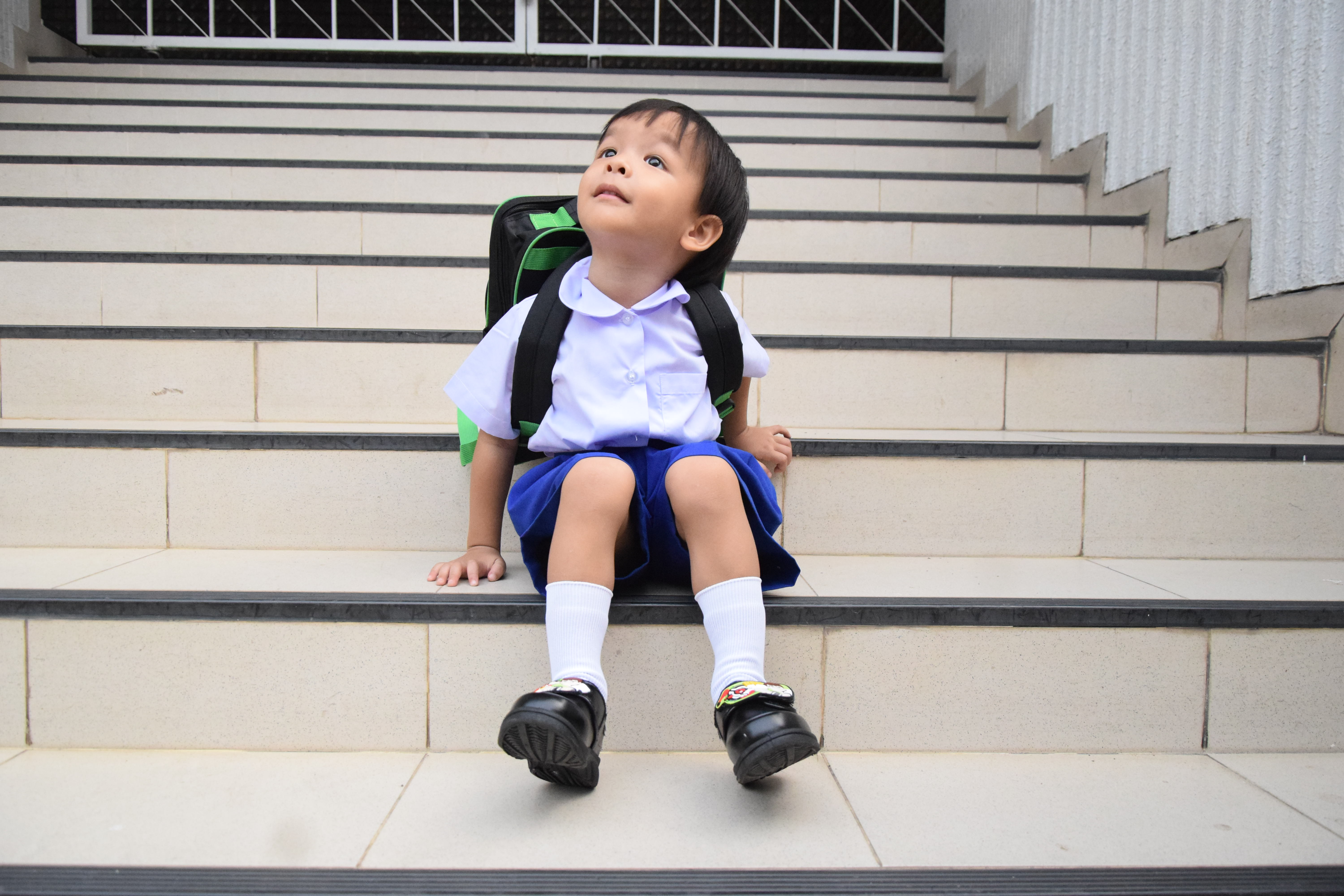 กางเกงนักเรียนสีน้ำเงินชาย กางเกงนักเรียนอนุบาลชาย เอวยางยืด