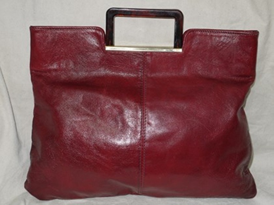 B35:Vintage leather bag กระเป๋าถือหนังแท้สีน้ำตาลแดง (สวยค่ะ)