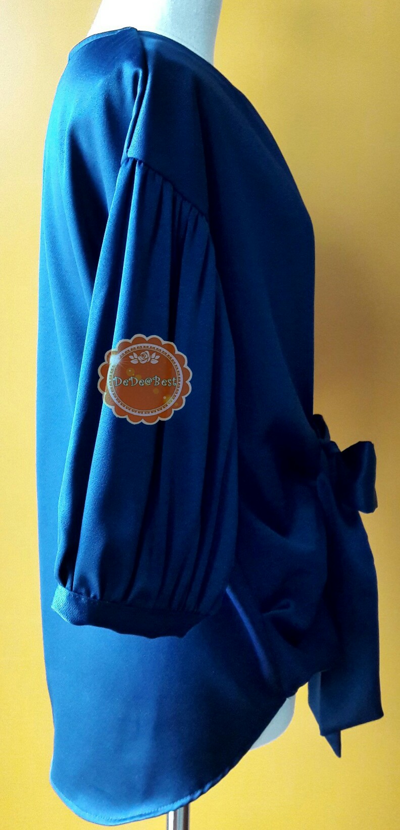 T129:First hand เสื้อสีน้ำเงิน แขนพอง ผูกโบว์ สินค้าใหม่ค่ะ