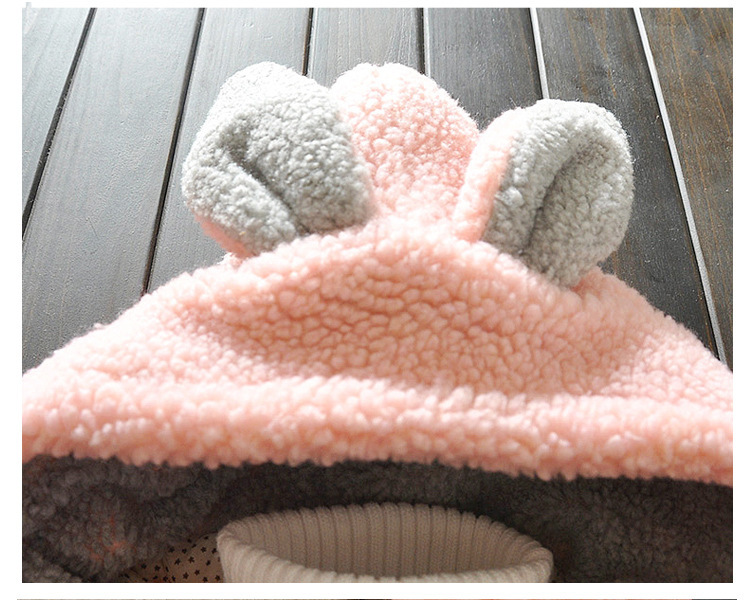 เสื้อกันหนาวขนปุกปุย หมวกมีหูกระต่ายน่ารัก สไตล์เกาหลี