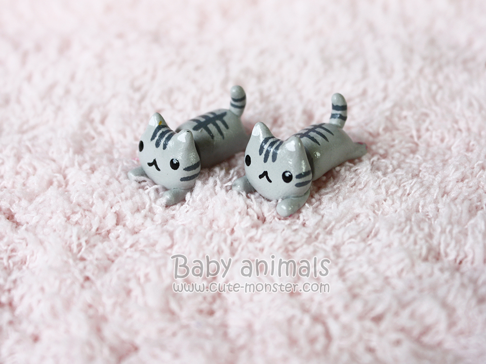ต่างหูแมวเทา Baby gray cat