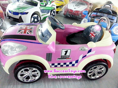 รถแบตเตอรี่เด็กนั่ง รุ่น BH3056 New Mini ลายธงล้อชุบ มี 4 สี เขียว แดง ฟ้า ชมพู