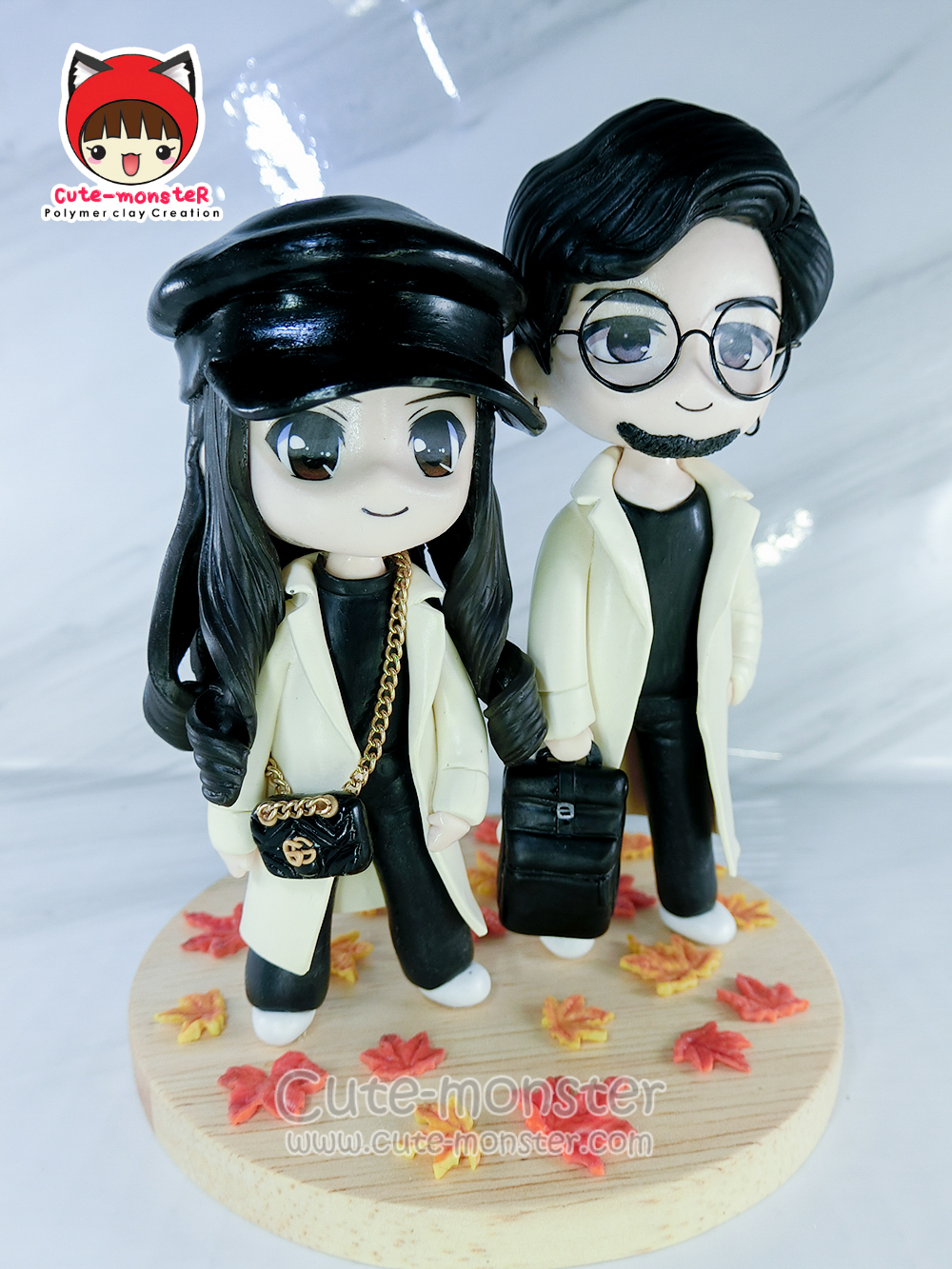 โมเดลคู่รัก ตุ๊กตาตกแต่งเค้ก งานสั่งทำตามแบบ สูง 4"