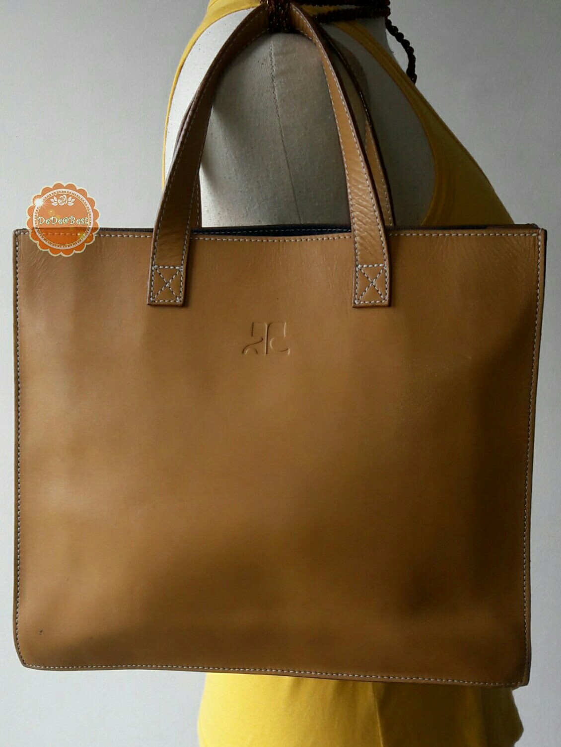 ขายแล้วค่ะ B58: Leather Handbag กระเป๋าหนังแท้สีน้ำตาลอ่อน กระเป๋าถือ❤