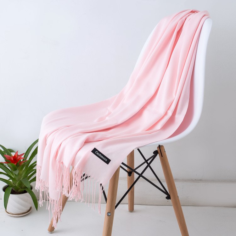 ผ้าพันคอ Pashmina สีชมพูอ่อน