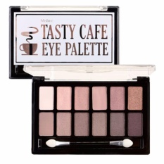 Mistine Tasty Cafe Eye Palette มิสทีน เทสตี้ คาเฟ่ อาย พาเลท อายแชโดว์เนื้อนุ่ม เนียนละเอียด เม็ดสีแน่น อายแชโดว์ 12 เฉดสี โทนนู้ดน้ำตาลชมพู ด้วยเนื้อชิมเมอร์และเนื้อแมท ทำให้ดวงตาดูโดดเด่น เรียบหรู มีสไตล์ กรุ่นกลิ่นหอมวนิลา