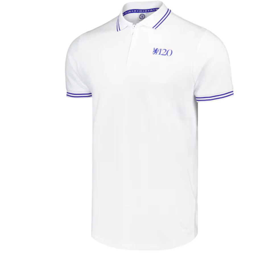 เสื้อโปโลเชลซีที่ระลึก 120 ปี 120 Year Anniversary CFC LDN Tippedสีขาวของแท้