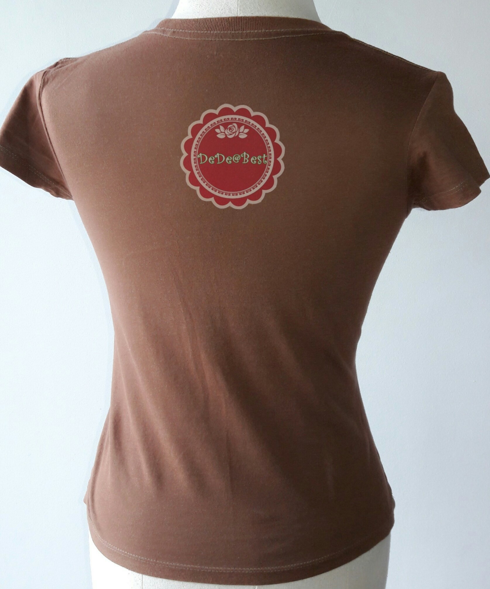 T115:2nd hand top เสื้อยืดสีน้ำตาลสกรีนลาย