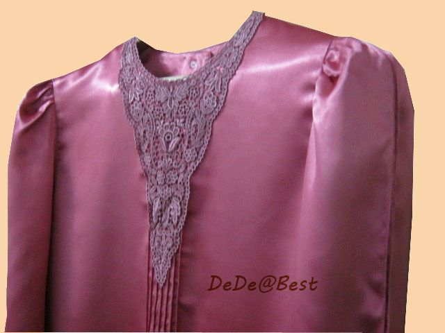 ขายแล้วค่ะ T31:Vintage top เสื้อวินเทจแขนยาวสีกุหลาบติดลูกไม้สวยหรูมากค่ะ❤