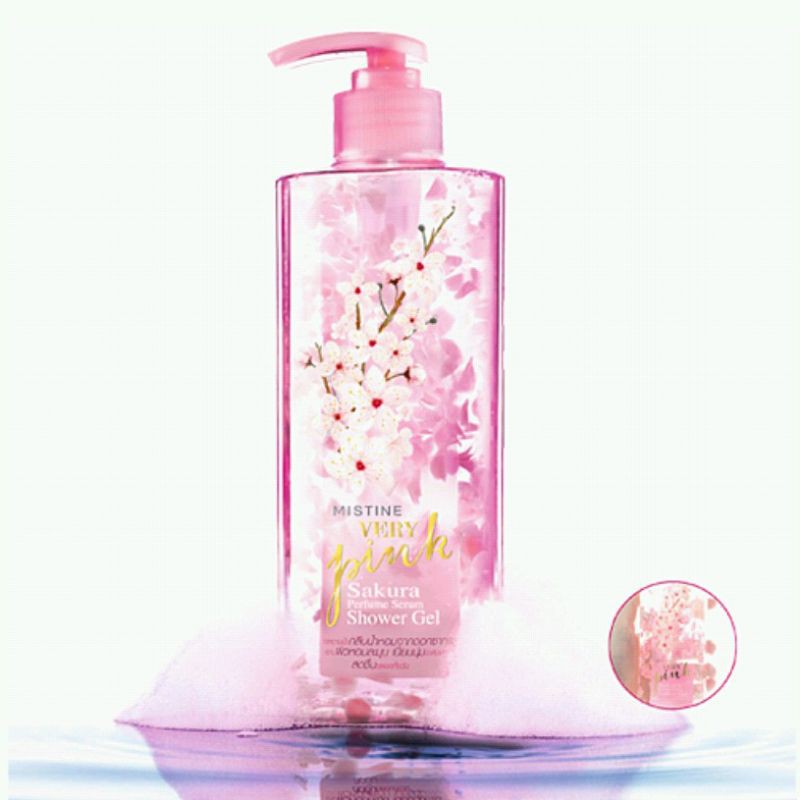 Mistine Very Pink Shower Gel เจลอาบน้ำ สูตรดอกซากุระ หอมสดชื่น มิสทีน เวรี่ พิ้งค์ กลีบน้ำหอมดอกซากุระ