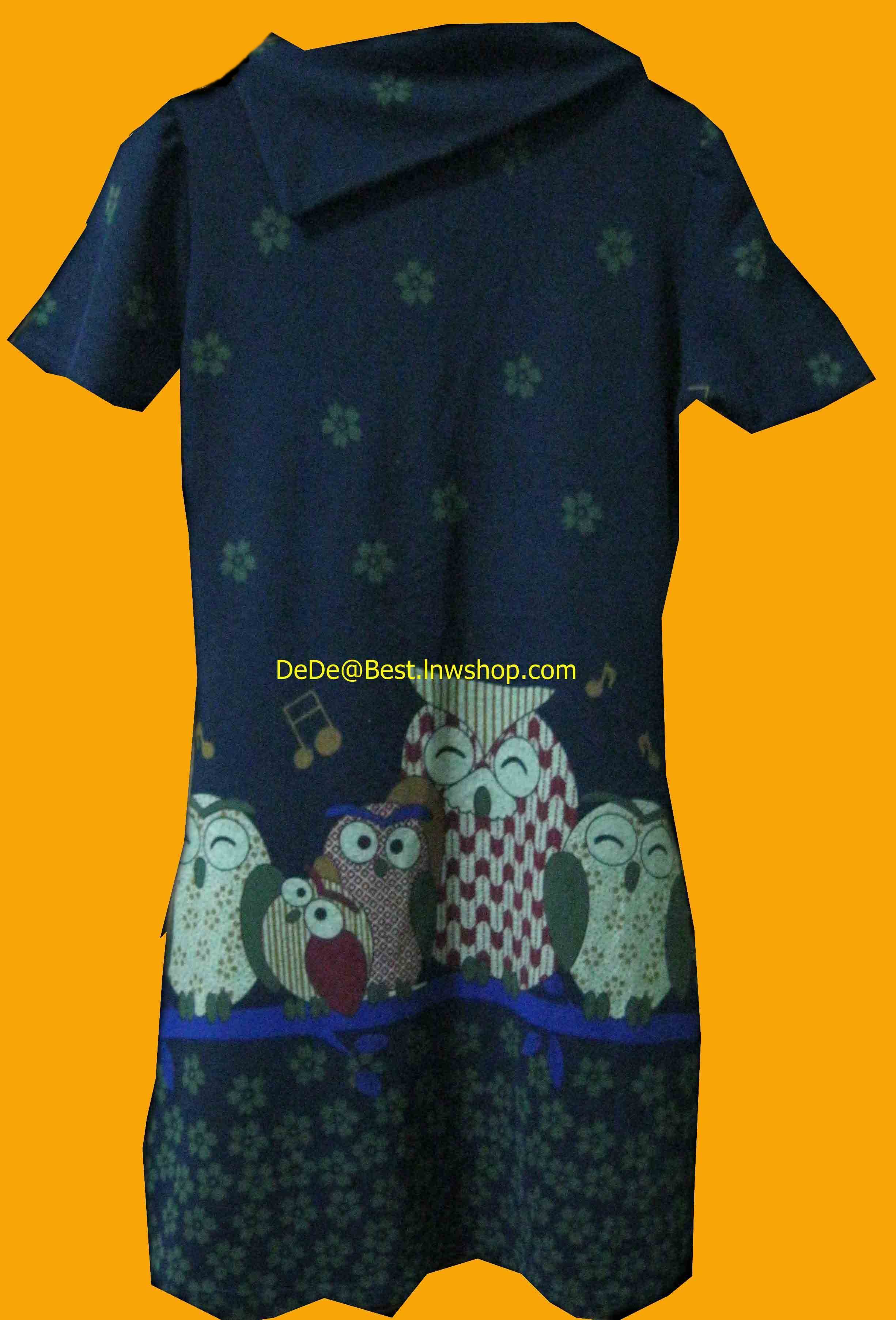 ขายแล้วค่ะ D9:2nd hand dress เดรสผ้าวูล ลายครอบครัวนกฮูกสุดน่ารัก❤