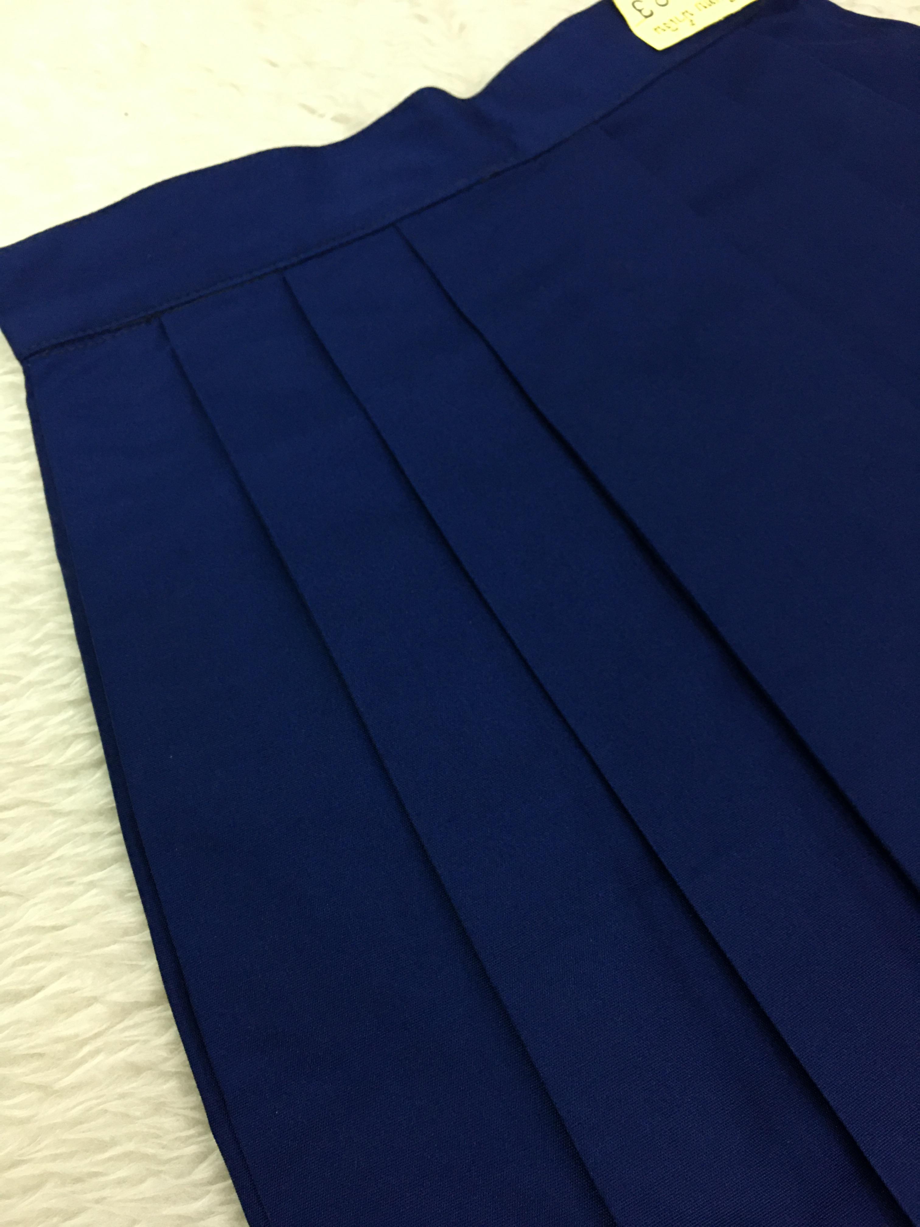 กระโปรงนักเรียนประถม จีบทบสีน้ำเงินเข้ม