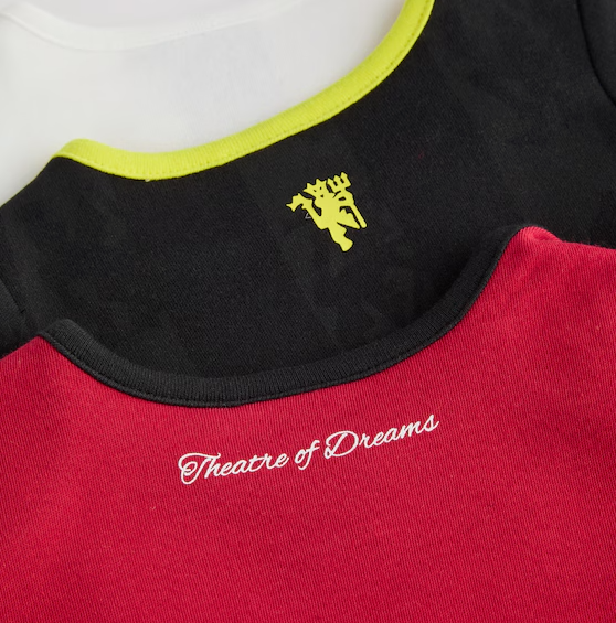เสื้อเด็กแมนเชสเตอร์ ยูไนเต็ดสำหรับเด็กทารก 2025/26 Kit 3 Pack Bodysuits ของแท้